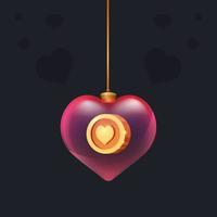 Red glass heart with a 3D  game vector