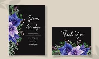 invitación de boda con hermosa decoración floral vector