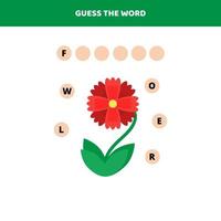 Guess the word. Educational game for kids. vector