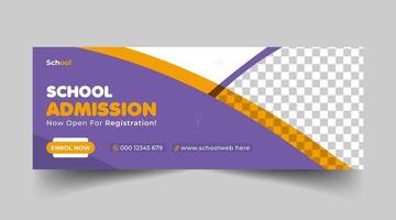 School admission social media timeline cover and web banner template Free Vector