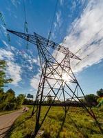 Power transmission mast. Wide angle view. Geometry and symmetry. photo