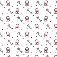 Vector pattern with lock and key. Pattern for Valentine's Day. Doodle style. Minimalistic style.