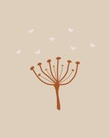 Vector illustration of branches and hearts in the style of kids boho. Boho style nursery decoration.