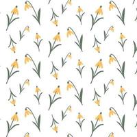 Vector pattern with yellow flowers. Pattern with spring flowers. Spring pattern. Spring pattern with snowdrops.