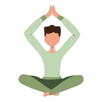 Vector illustration of a man in a sitting lotus position. The man is doing yoga.