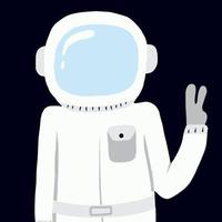 Vector cute hand drawn astronaut. The astronaut waves his hand.