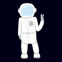 Vector cute hand drawn astronaut. The astronaut waves his hand.