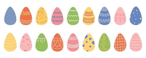 Set of Easter eggs vector illustration. Hand-drawn set of Easter eggs with an ornament. Lots of eggs.