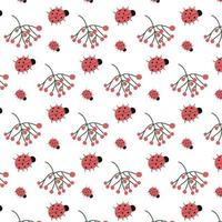 Vector pattern with ladybug. Spring pattern.