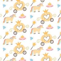 Vector pattern for fairytale tempatics. Pattern for teu princesses. Children's pattern.