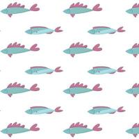 Childrens hand-drawn seamless pattern with fishes. Patern with cute fish. The pattern is suitable for prints, wrapping paper and banners. vector