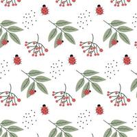 Vector  pattern with ladybug. Spring pattern.