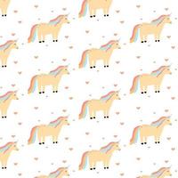 Vector pattern with unicorn and hearts. Childish pattern with a cute unicorn.