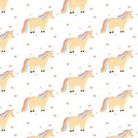 Vector pattern with unicorn and hearts. Childish pattern with a cute unicorn.