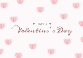 tarjeta de feliz día de san valentín con corazón de papel sobre fondo rosa y espacio de copia. ilustración vectorial vector