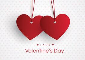 Happy valentine's day card with paper heart, text on white background. vector