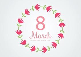 Happy Women's Day 8 March with pink flower background template for International Women's Day. Vector illustration.