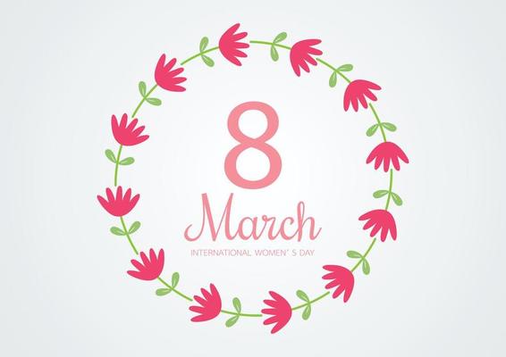 Happy Women's Day 8 March with pink flower background template for International Women's Day. Vector illustration.