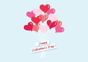 Happy valentines day card with balloon hearts and copy space. vector