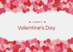 Happy valentines day card with paper heart on white background and copy space. vector