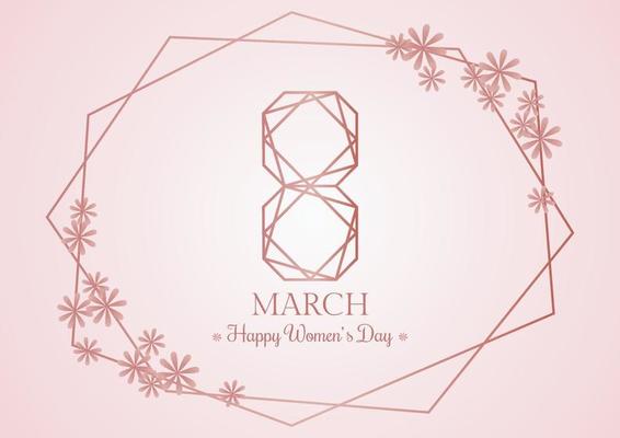 Happy Women's Day 8 March with pink flower background template for International Women's Day. Vector illustration.