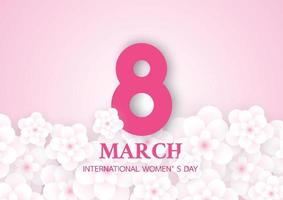 Happy Women's Day 8 March with pink flower background template for International Women's Day. Vector illustration.