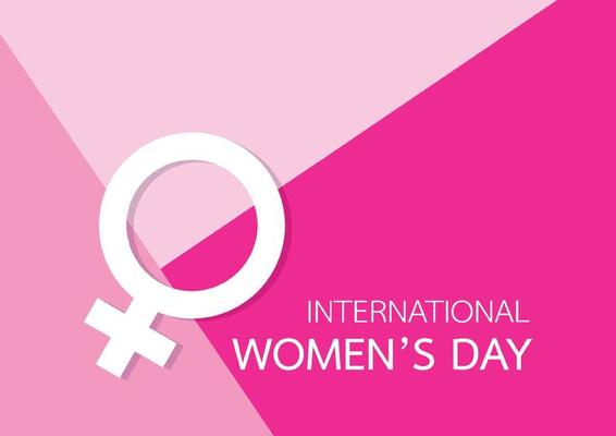 Happy Women's Day 8 March with pink background template for International Women's Day. Vector illustration.