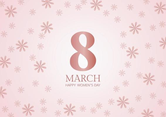 Happy Women's Day 8 March with pink flower background template for International Women's Day. Vector illustration.