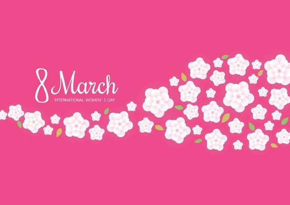 Happy Women's Day 8 March with pink flower background template for International Women's Day. Vector illustration.