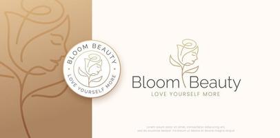 beauty woman rose flower logo vector