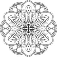 Doodle Mandala colouring book page for adults and children. white and black round decorative vector