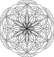 Doodle Mandala colouring book page for adults and children. white and black round decorative vector