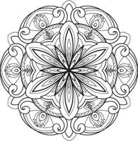 Doodle Mandala colouring book page for adults and children. white and black round decorative vector