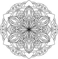 Circular Flower Mandala on White Free Vector