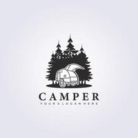 teardrop camping van quinta rueda logo vector ilustración bosque exterior selva diseño