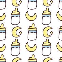 Cute baby pacifier and moon cartoon doodle. Background illustration for seamless pattern, poster, or apparel merchandise. vector
