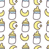 Cute baby pacifier and moon cartoon doodle. Background illustration for seamless pattern, poster, or apparel merchandise. vector