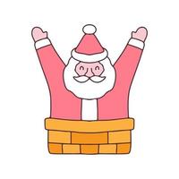 Happy Santa Claus in the chimney .illustration for t shirt, poster, logo, sticker, or apparel merchandise. vector