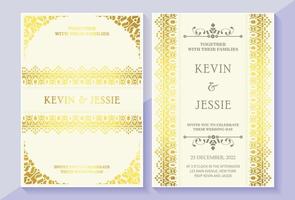 Luxury white wedding invitation in pattern vector