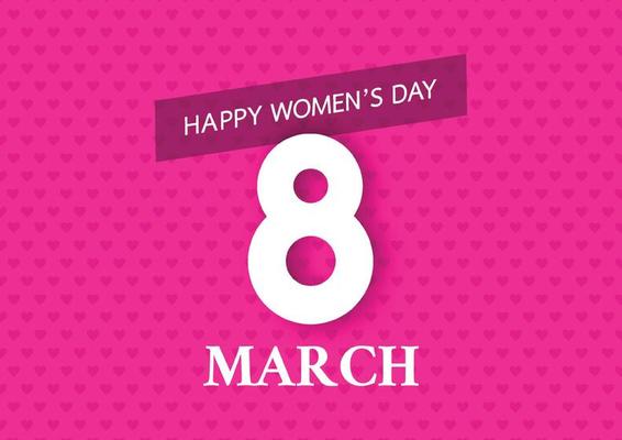 Happy Women's Day 8 March with pink background template for International Women's Day. Vector illustration.