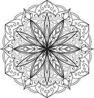 Doodle Mandala colouring book page for adults and children. white and black round decorative. vector