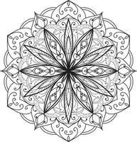 Doodle Mandala colouring book page for adults and children. white and black round decorative. vector