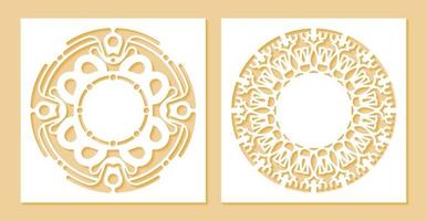 Circle border decorative paper cut line vector