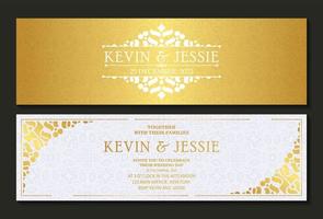 invitación de boda de lujo en blanco y dorado en patrón vector