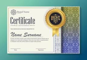 certificate of achievement with ornament pattern vector