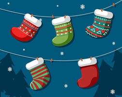 Set of different Christmas stockings