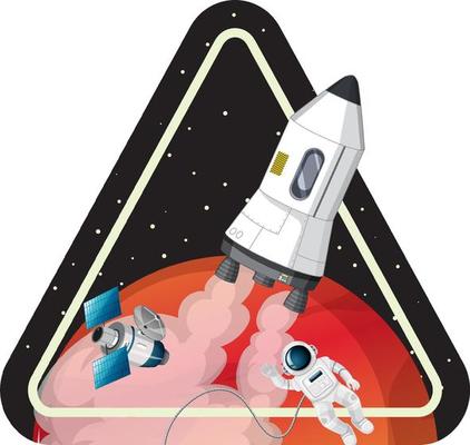 Rocket in the space badge