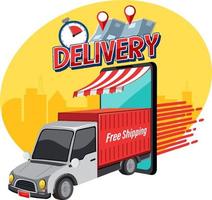 Delivery logotype banner with delivery truck vector