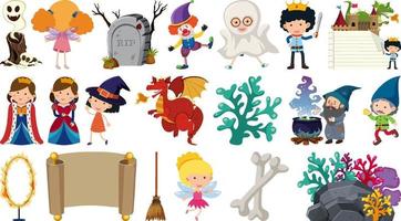 Set of fantasy cartoon characters vector