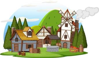 Isolated ancient medieval village vector